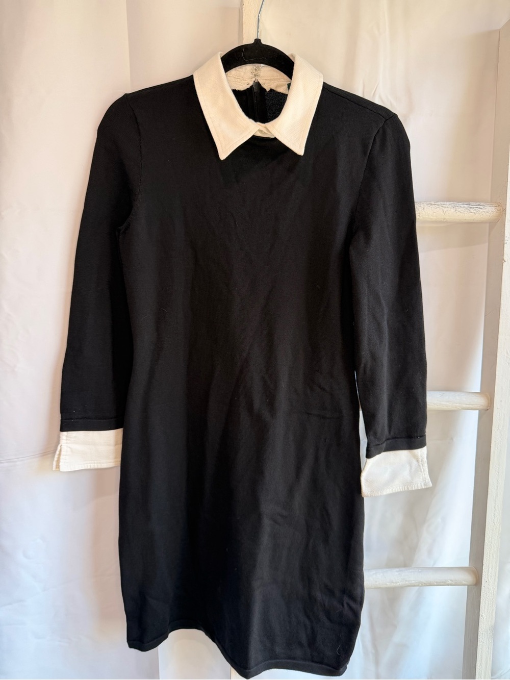Ralph Lauren Black Dress with White Collar and Cuff Trim